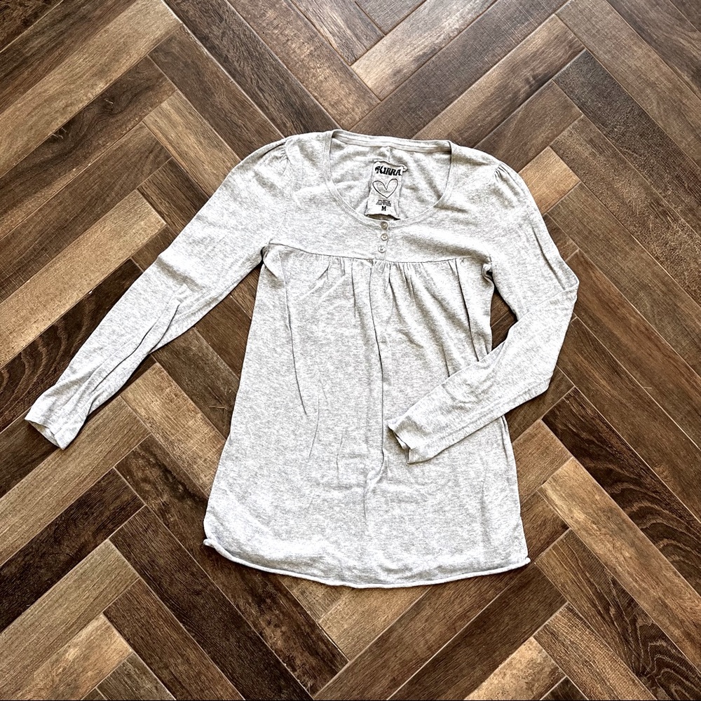 Y2K Grey Button Decal Loose Fit Cashmere Sweater, size M